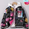 Chaqueta Bomber de Forro Polar y Estampado Pop Art para Niñas – Estilo Béisbol de Invierno