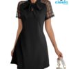 Vestido negro elegante – Mangas transparentes chic
