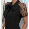 Vestido negro elegante – Mangas transparentes chic