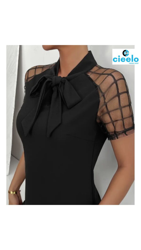 Vestido negro elegante – Mangas transparentes chic