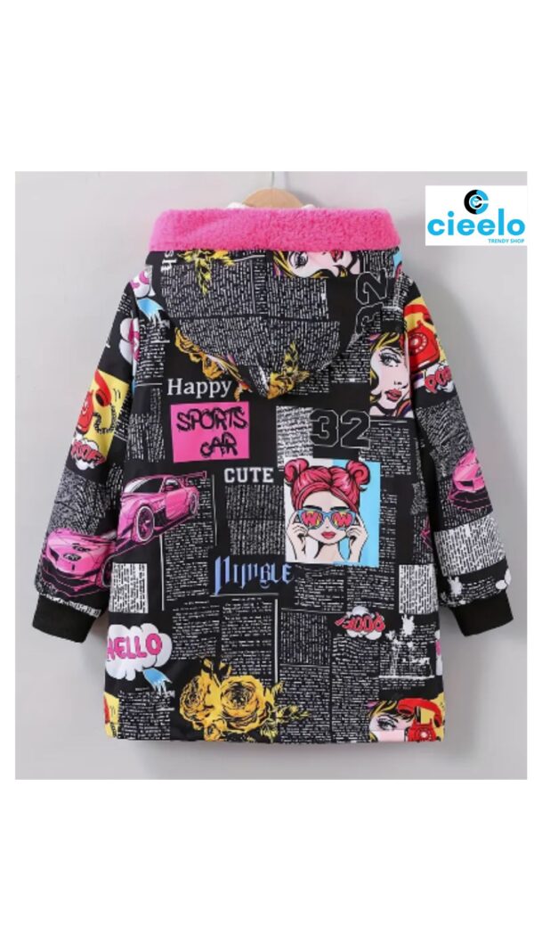 Chaqueta Larga Grafiti con Capucha – Forro de Terciopelo