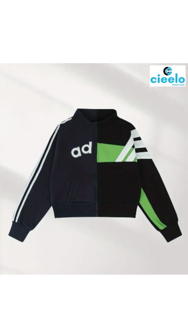 Chaqueta Casual con Estampado de Letras y Forro Polar