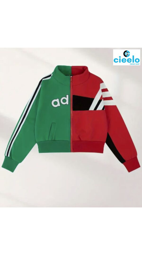 Chaqueta Casual con Estampado de Letras y Forro Polar