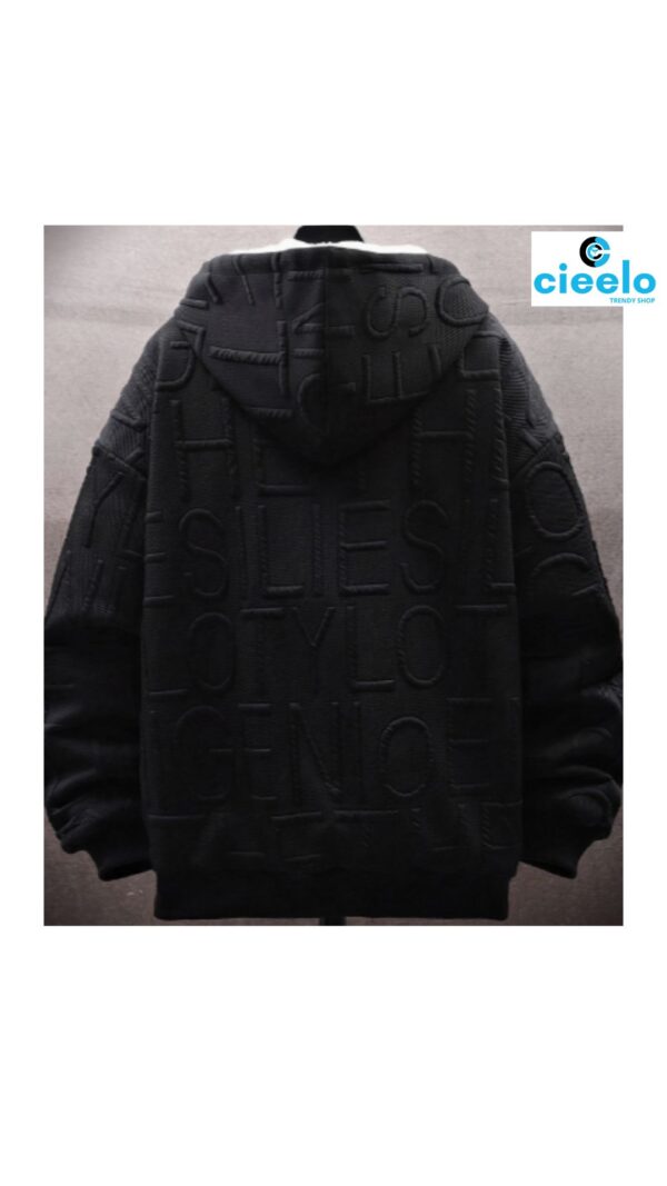 Sudadera Polar con Capucha y Letras – Estilo Casual Masculino