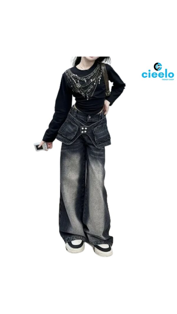 Jeans Pierna Ancha Rock – Estilo Rebelde y Cómodo
