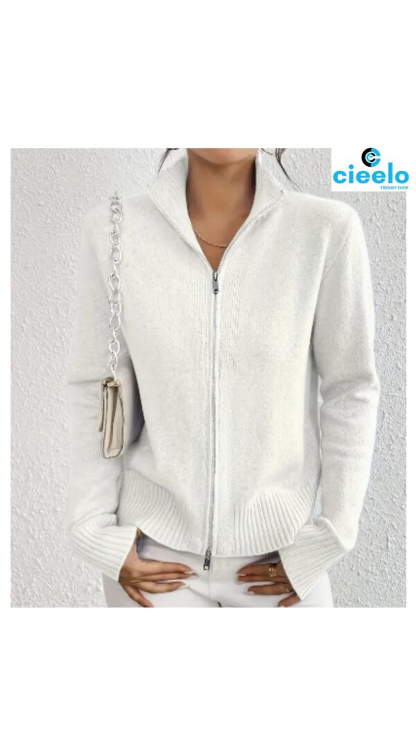 Cárdigan suave con cremallera – Elegancia casual ligera