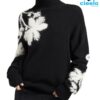 Suéter floral cuello alto – Suave y cálido para otoño/invierno