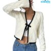 Cárdigan Argyle con Ribete en Contraste – Elegancia Casual