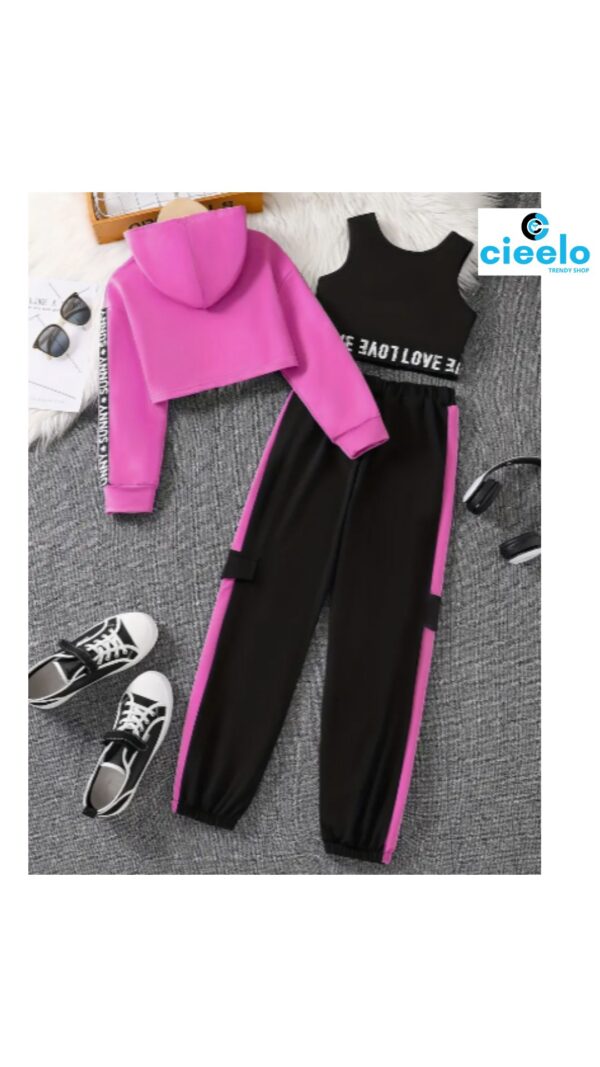Conjunto 3 Piezas con Sudadera y Pantalones – Niñas Top Style