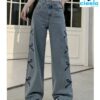 Jeans Y2K con Lazo Bordado – Estilo Vintage Cómodo