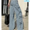 Jeans Y2K con Lazo Bordado – Estilo Vintage Cómodo
