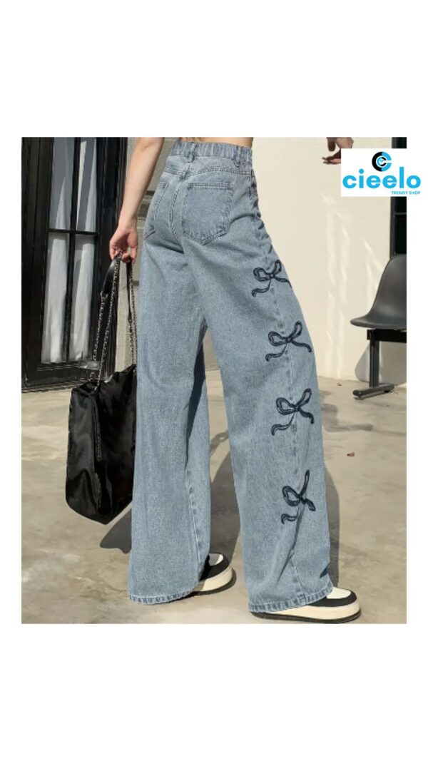 Jeans Y2K con Lazo Bordado – Estilo Vintage Cómodo