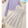 Conjunto Floral con Cárdigan – 2 Piezas para Niñas