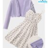 Conjunto Floral con Cárdigan – 2 Piezas para Niñas