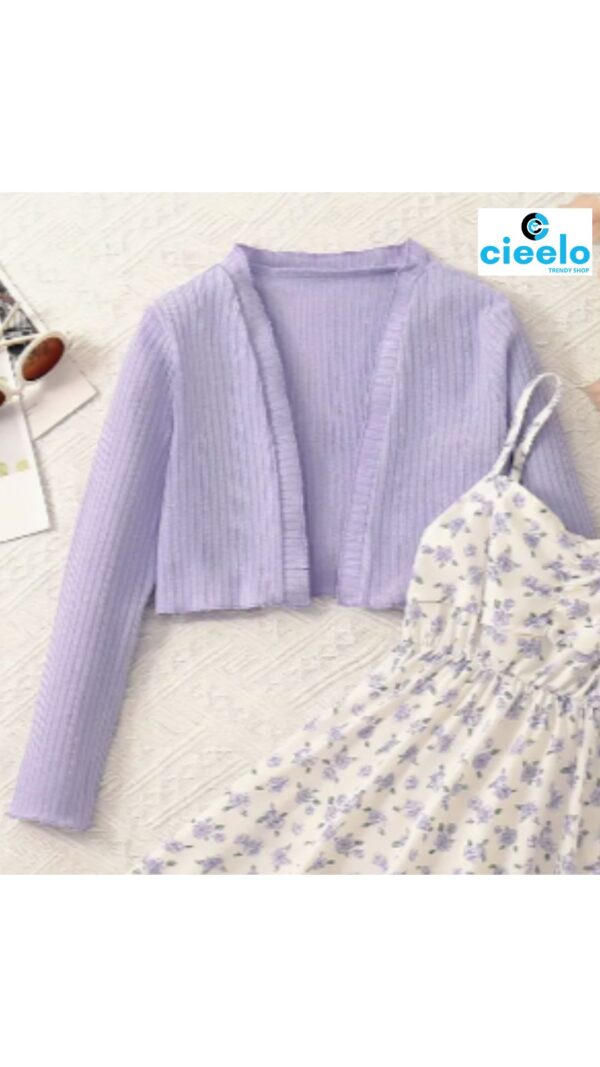 Conjunto Floral con Cárdigan – 2 Piezas para Niñas