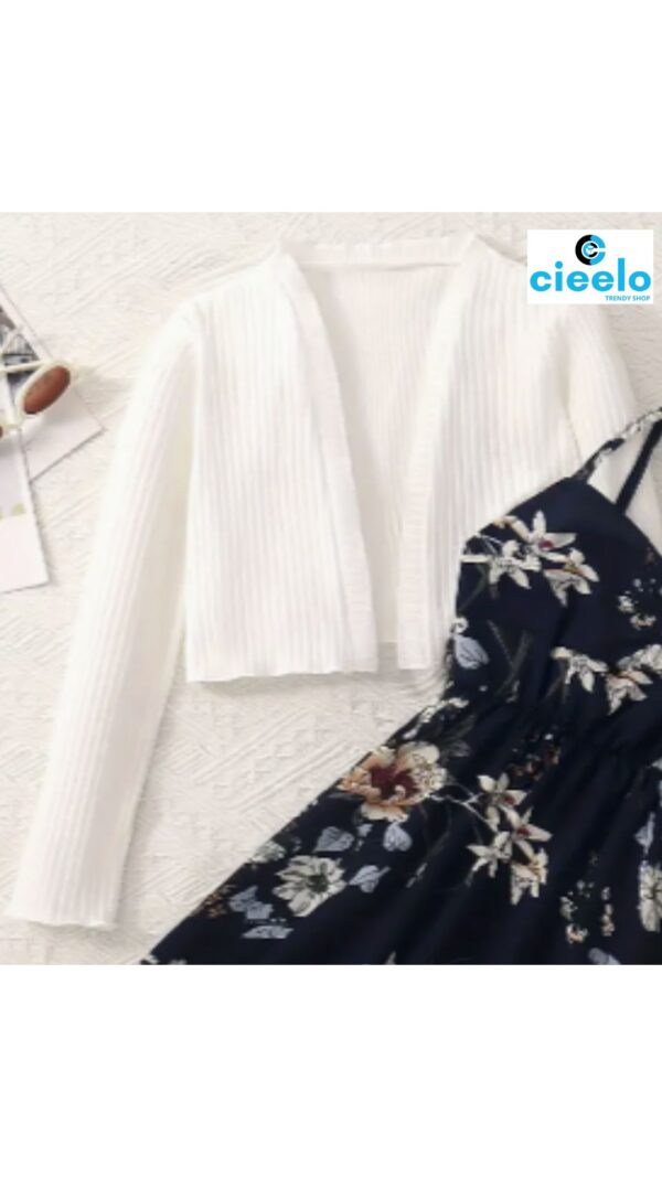 Conjunto Floral con Cárdigan – 2 Piezas para Niñas