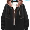 Chaqueta Preppy con Capucha y Cremallera para Hombre