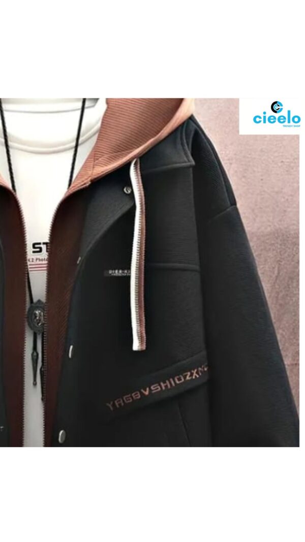 Chaqueta Preppy con Capucha y Cremallera para Hombre