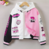Chaqueta Varsity Rosa y Negra para Niñas – Con Parches y "DISFRUTA"