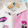 Chaqueta Varsity Rosa y Negra para Niñas – Con Parches y "DISFRUTA"