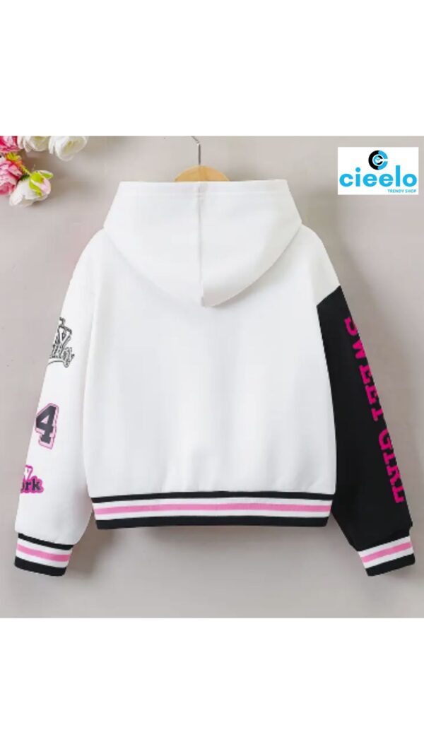 Chaqueta Varsity Rosa y Negra para Niñas – Con Parches y "DISFRUTA"