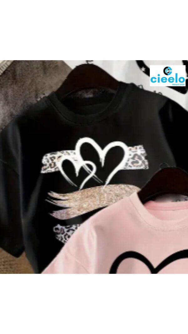 Conjunto de 3 Camisetas con Corazones – Suaves y Ligeras