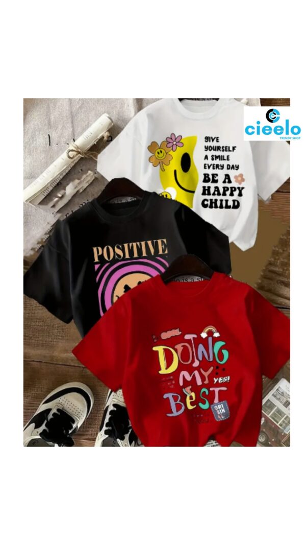 Paquete 3 Camisetas de Manga Corta con Caras Alegres – Perfectas para el Verano