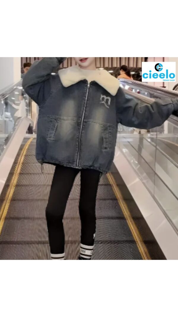 Chaqueta de Mezclilla Forrada – Cálida y Moderna para Niñas