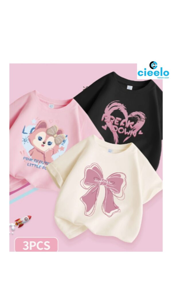 Pack 3 Camisetas Niña – Algodón 100% en Promo 7.5