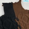 Suéter elegante de cuello alto – Bloques de color y textura chic