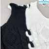 Suéter elegante de cuello alto – Bloques de color y textura chic