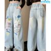 Jeans de Pierna Ancha "Paraíso del Gato y el Pez" – Estilo Único y Divertido
