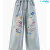 Jeans de Pierna Ancha "Paraíso del Gato y el Pez" – Estilo Único y Divertido