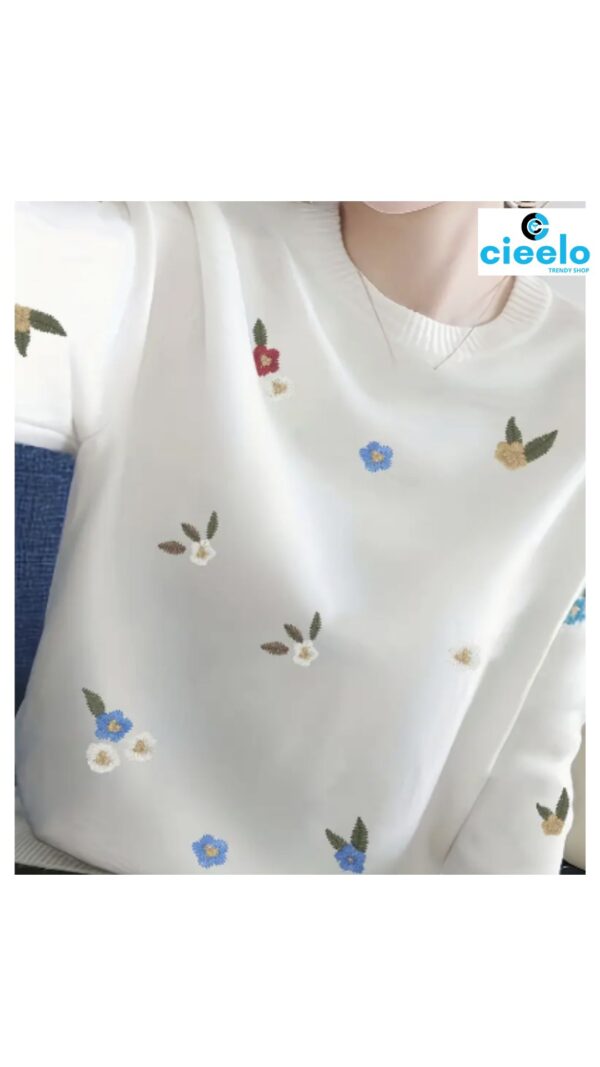 Suéter acanalado floral – Suavidad y estilo casual
